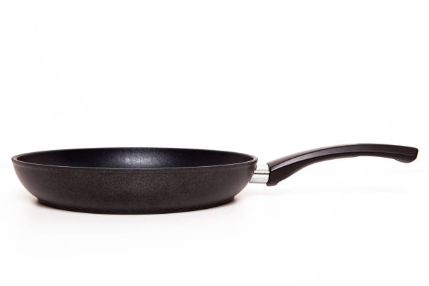 New black granite pot on white background.