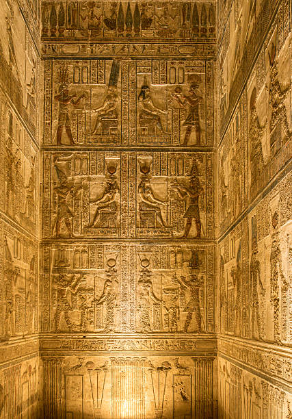 istock Carvings and hieroglyphics inside Temple of Hathor at Dendera 2203280706