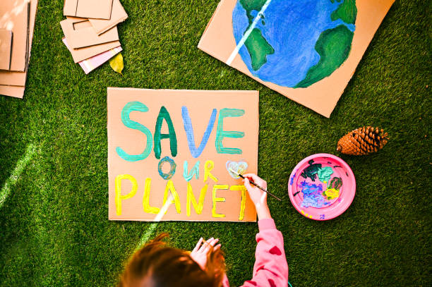 istock Child and painted image, Concept Save the world save environment 2203280858