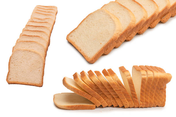 istock Delicious bread slices isolated on a white background, top view. 2203281232