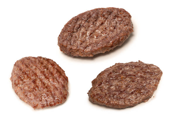 istock Cutlet with a minced beef isolated on a white background. 2203281240