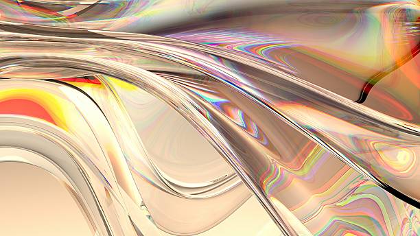 istock An abstract background featuring elegant and modern 3D rendering of warm-colored rainbow refracted light through curved glass, creating a sense of luxury. 2203293163