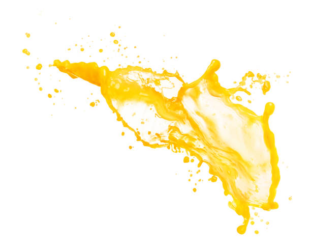 Splash of orange juice on white background