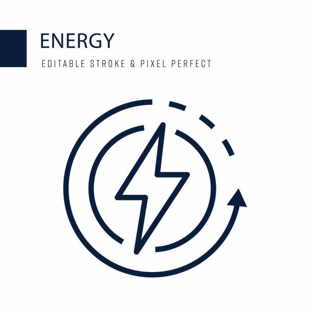 illustrazioni stock, clip art, cartoni animati e icone di tendenza di icona della linea di energia. icona vettoriale del tratto modificabile. - vitalità