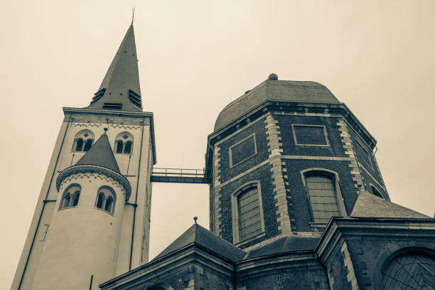The medieval church of St. John the Evangelist in the historic district of the Walloon city of Liege in Belgium