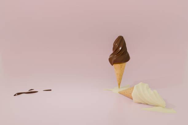 istock 3d render of ice cream cones with melting ice cream 2203319204
