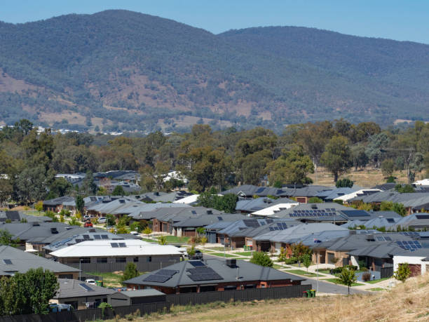 istock High angle view Suburban houses close together 2203324362
