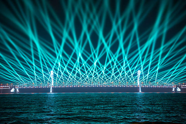 istock Cross-sea bridge light show 2203332557