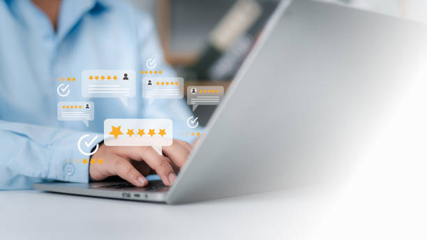 istock Opinion customer satisfaction survey concept, Client service and experience rating online application, Satisfaction feedback review, Very good quality, Customer evaluation product service quality. 2203334918