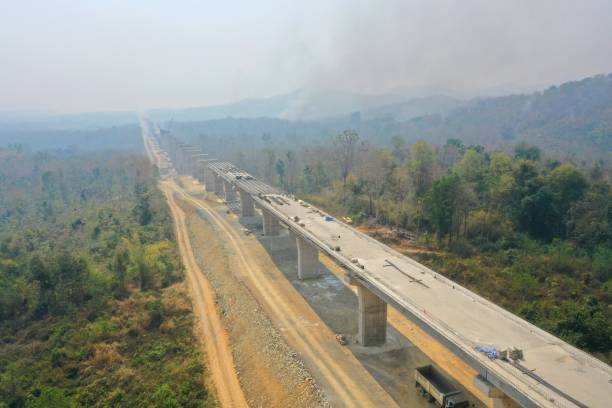 istock High-angle view of high-speed railway construction 2203338727