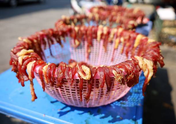 Sun-dried Meat on basket.