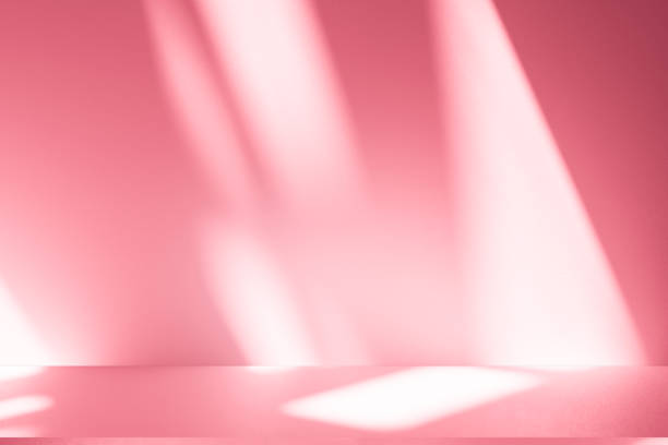 istock Wall interior background, studio, and backdrops show products. with shadow from window color white and pink light. background for text insertion and presentation of product 2203351620