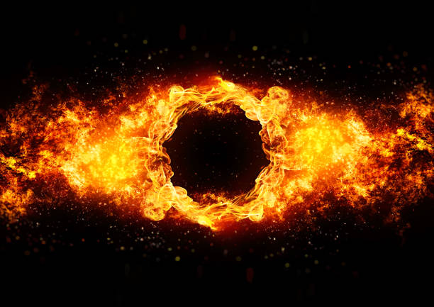 istock 3d illustration of a burning ring of fire on a black background 2203352797