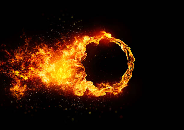istock 3d illustration of a burning ring of fire on a black background 2203352799
