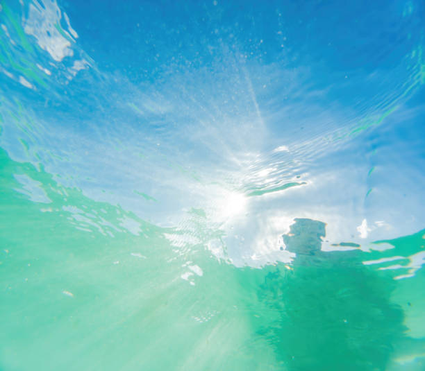 istock Caribbean sea surface summer wave background. Exotic water landscape with clouds on horizon. Natural tropical water paradise. Cuba nature relax. Travel tropical island resort. Ocean nature tranquility 2203363236