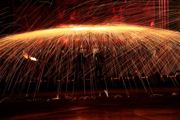 istock Sparks of molten steel melting, 2203368258