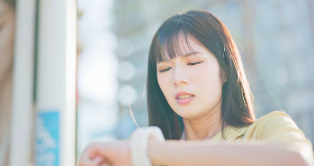istock Female anxiouse public car late 2203370245