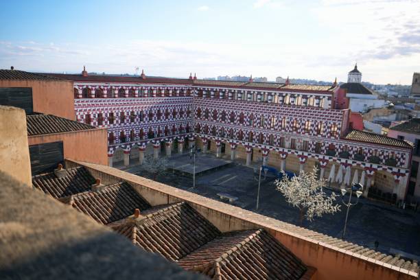 istock Plaza Alta square in Badajoz with historic arcade and traditional architecture 2203375921
