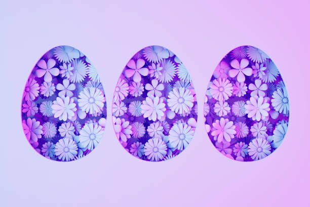 “A digitally generated image featuring vibrant spring flowers visible through egg-shaped cutout, illuminated by glowing neon lights. This festive and modern design symbolizes renewal, celebration, and the joy of Easter, making it ideal for holiday-themed decorations, greeting cards, and seasonal visuals.