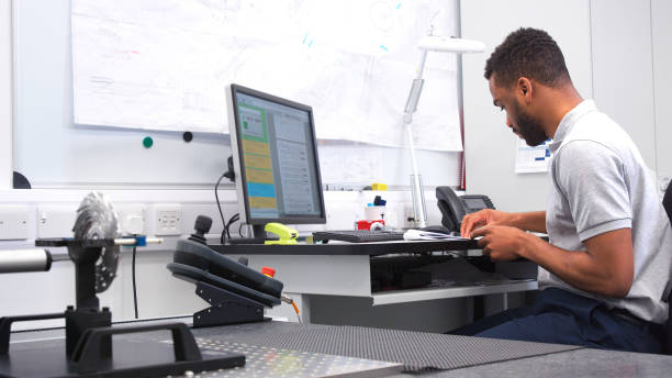 istock Male Engineer Uses CMM Coordinate Measuring Machine In Factory 2203384597