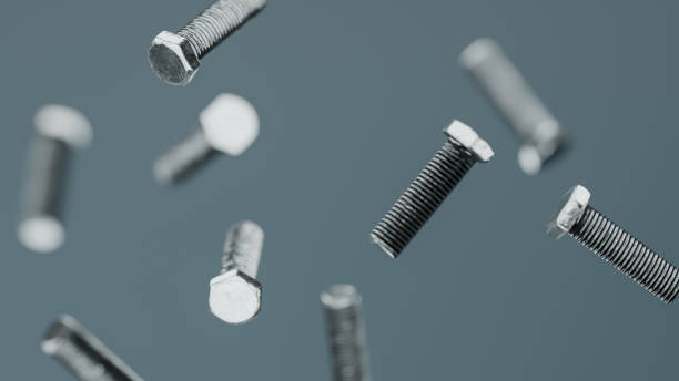 Chrome inbus nuts background. close up