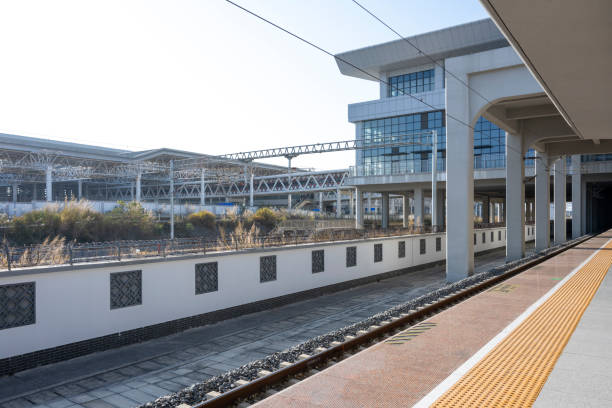 The tracks of train stations in modern cities