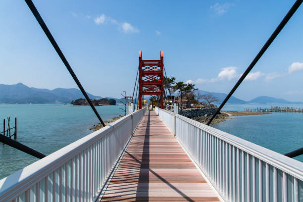 istock footpath on the small suspension bridge on the sea 2203386985