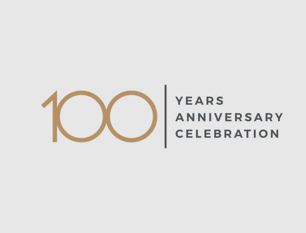 one hundred years celebration event. 100 years anniversary sign. - lari 100 meter foto ilustrasi stok