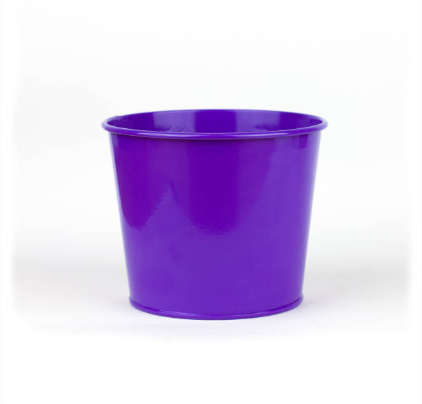istock Purple metal bucket isolated on white 2203398923