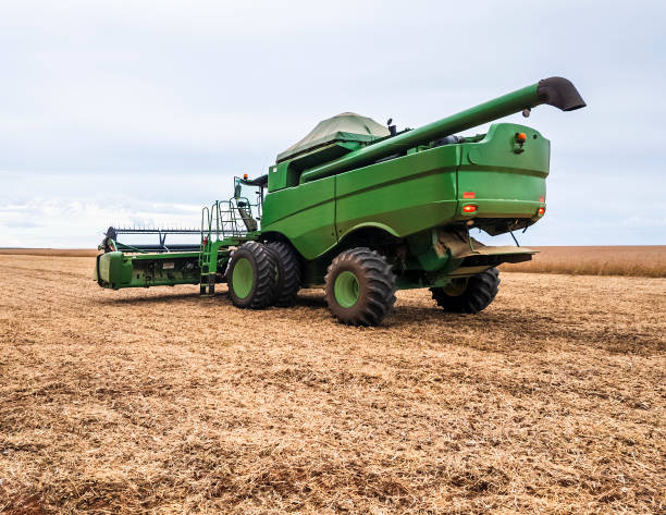 istock Combine Harvester in Soybean Field 2203405798