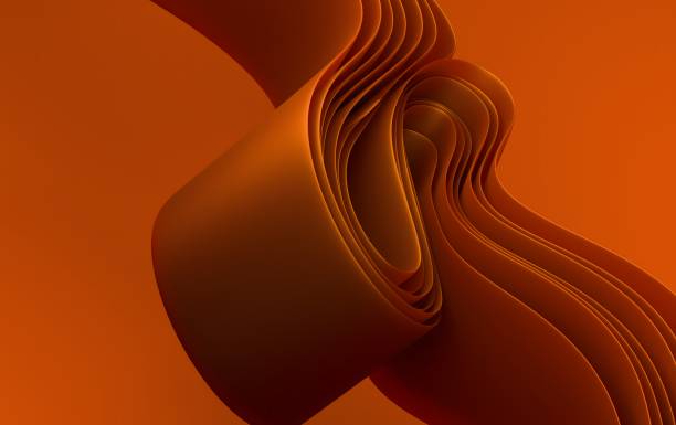 istock Flowing Orange Ribbon with Dynamic Curves and Light Play, Modern and Elegant Design for Backgrounds or Textures 2203407783