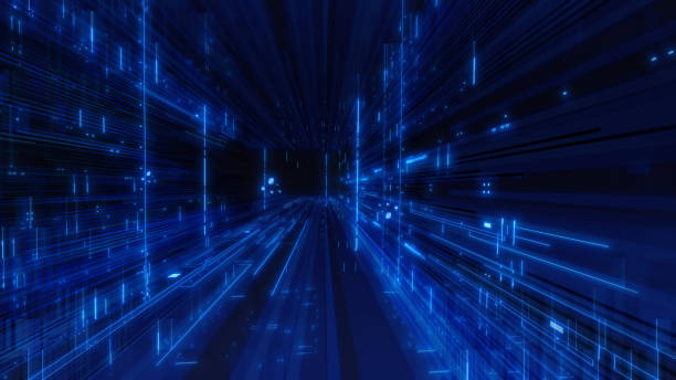 istock Light trails on the tunnel style background design. 2203409233