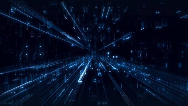istock Light trails on the tunnel style background design. 2203409234