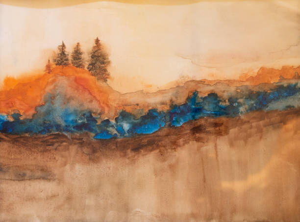 istock Painting, watercolor. Chukotka in the morning 2203410596