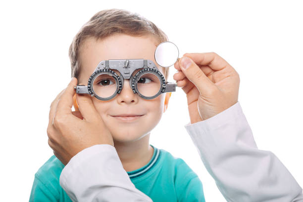 istock A child is engaged in an eye exam, wearing testing glasses while a professional checks vision with a lens 2203417734
