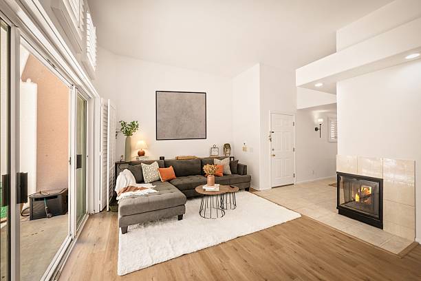 istock Home setting with neutral tones, large windows, modern decor, soft lighting, and cozy furnishings 2203418290
