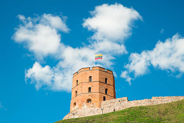 Gediminas Castle Tower Against Blue Sky in Vilnius, Lithuania.