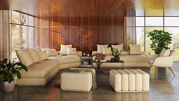 istock Large luxury modern bright interiors Living room mockup illustration 3D rendering image 2203420244