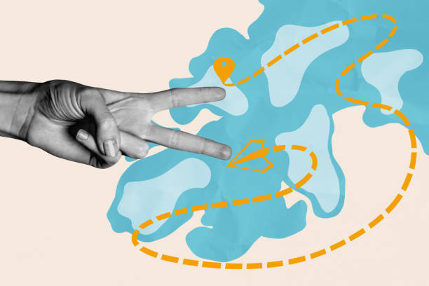 Finger pointing at place on map