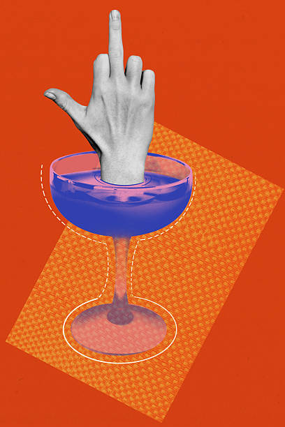 3D photo collage template trend artwork sketch of alcohol holiday drink celebrate relax cocktail glass hand appear show middle finger 3D photo collage template trend artwork sketch of alcohol holiday drink celebrate relax cocktail glass hand appear show middle finger. vex nightclub stock pictures, royalty-free photos & images