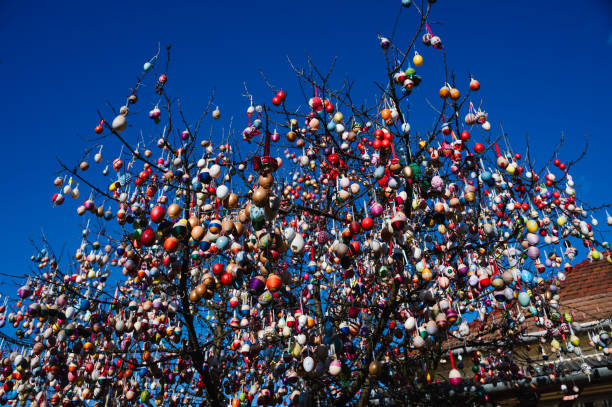 istock Easter egg tree with hundreds of colorful decorations 2203422497