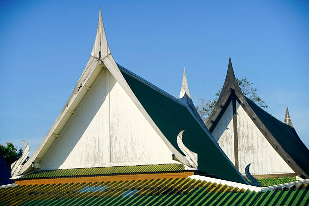 Traditional Asian Roof Architecture with Distinctive Sloping Peaks