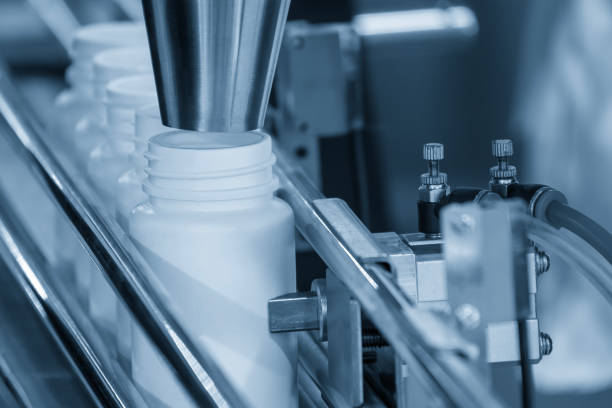 istock The pharmaceutical manufacturing concepts in the light blue scene. 2203428649