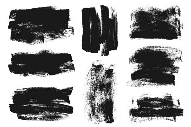 istock Thick Hand Painted Brush Stroke Set. Black Bold Hand Draw Underline Strokes. Big Hand-Painted Grunge Brush Strokes 2203429573