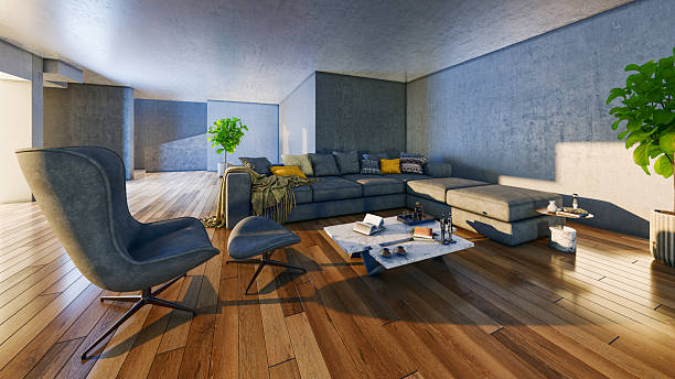 istock Large luxury modern bright interiors Living room mockup illustration 3D rendering image 2203429890