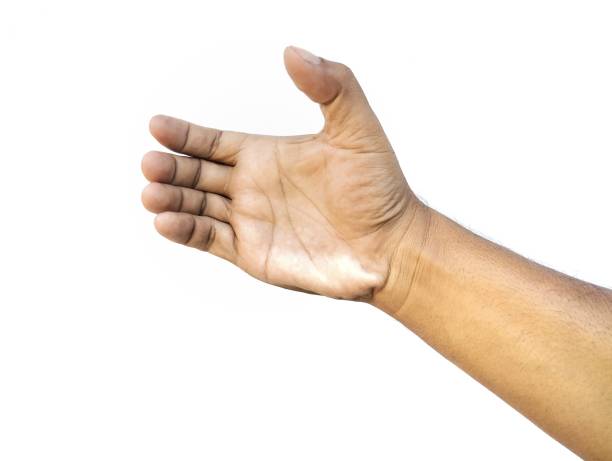 istock Man hand making gestur like is holding something isolated on white background 2203430435