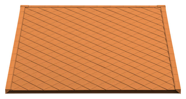 istock Orange tile roof isolated on white background with clipping path 2203434085