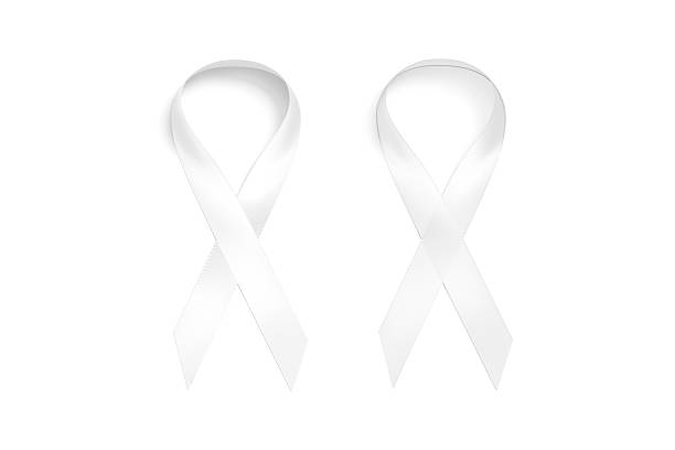 istock Blank white satin and organza ribbon mockup, isolated 2203434468