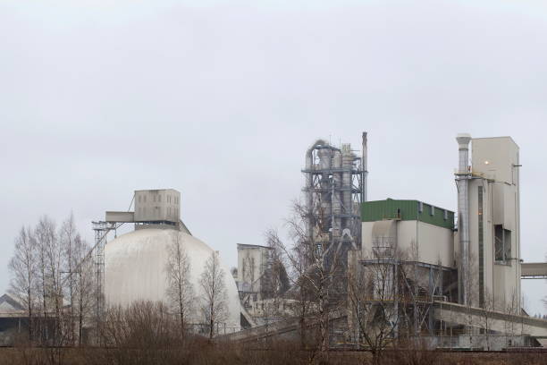 istock Cement and slate plant from distance in cloudy day 2203438327