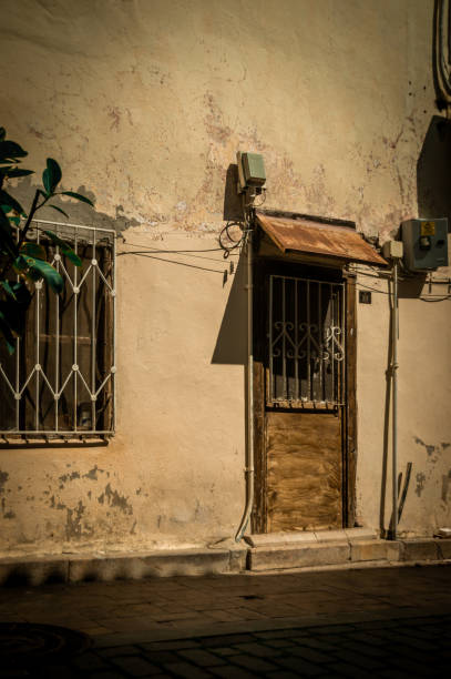 an old door of an old house in an old neighborhood